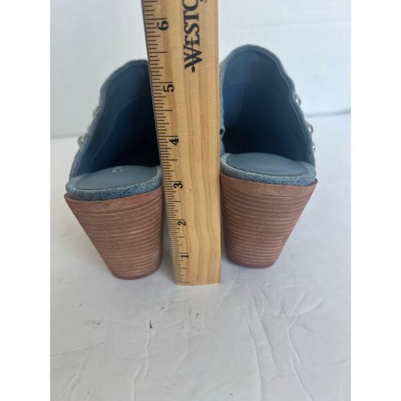 NWT Gianni Bini Walden Denim Rhinestone Embellished Slip On Western Mules Sz 8 - Picture 7 of 11